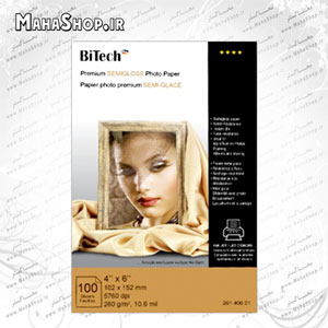 كاغذ BITECH 10x15 فتوگلاسه ساتین 260 گرمي 100 برگي